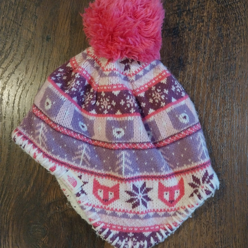 The North Face Kids Knit Hat - Pink and Purple